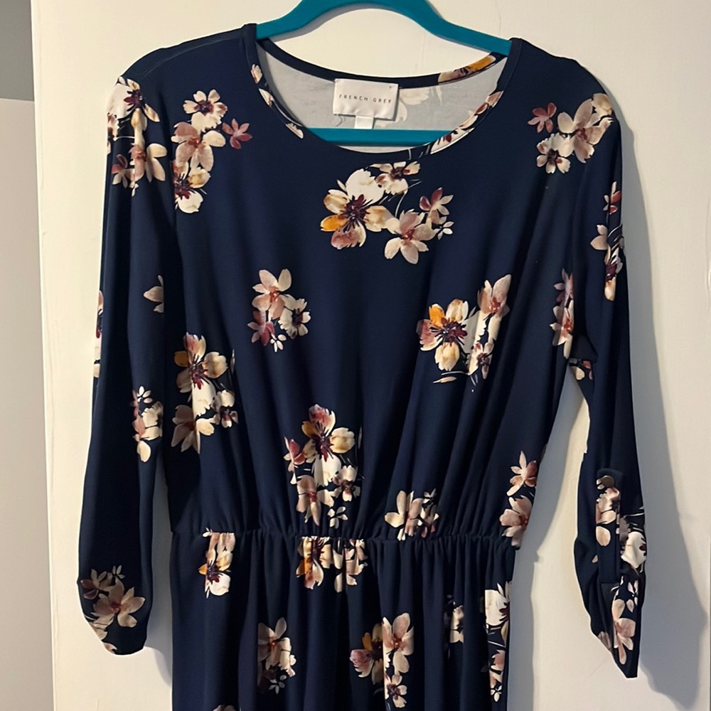 French Grey navy floral dress